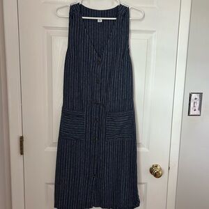 Old Navy Navy Blue Striped Midi Dress